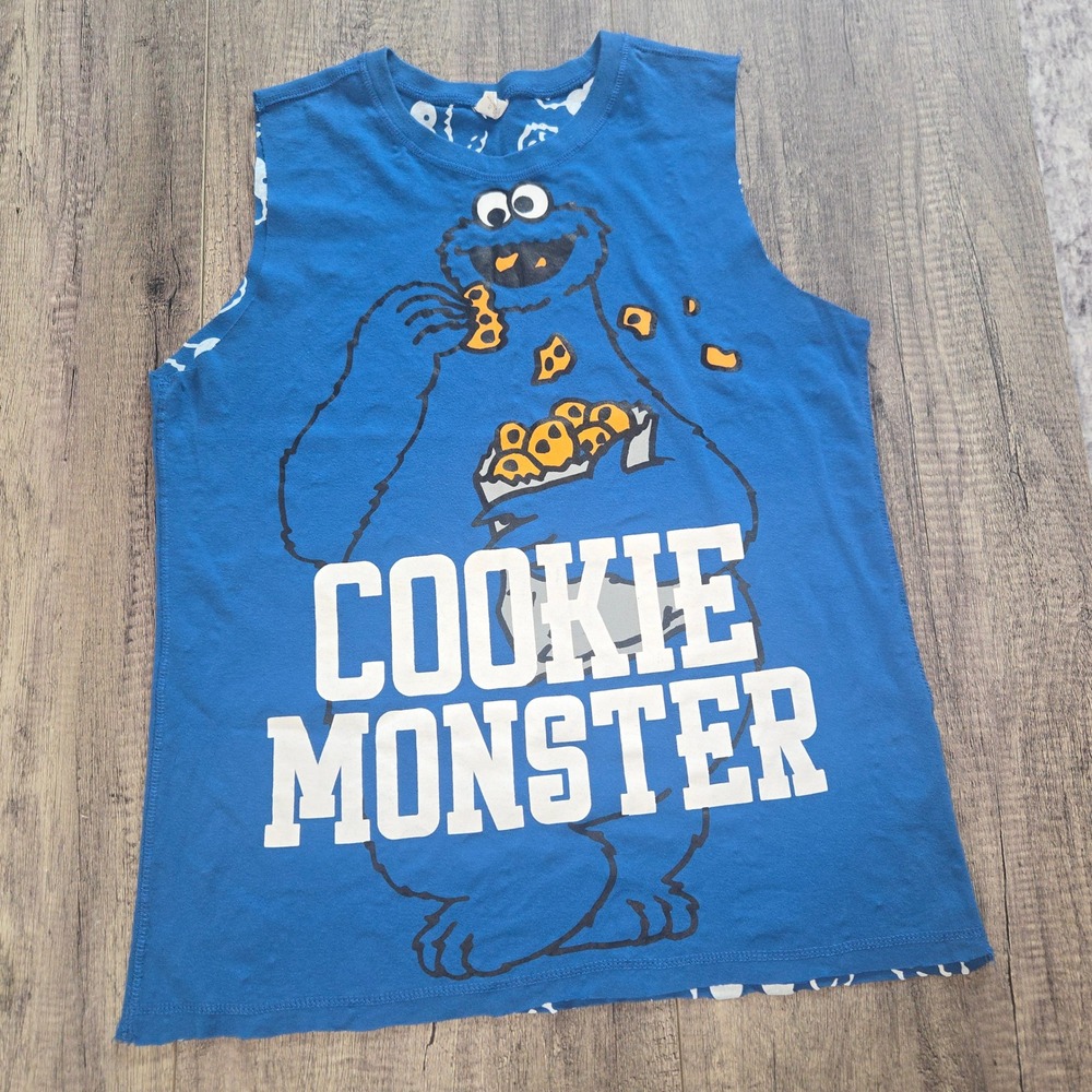 Sesame Street Cookie Monster Blue Muscle Tank Top GT25G936F Womens Large 11/13